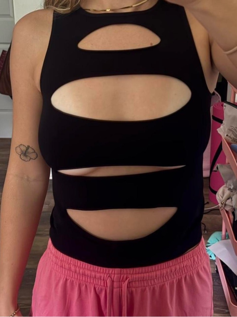 Fashion Nova Black Cutout Crop Tank